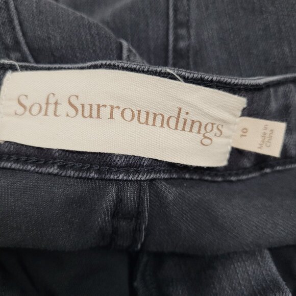 Soft Surroundings Grey Black High Rise Wide Leg Baggy Jeans Size 10 (30x30) - Picture 3 of 12